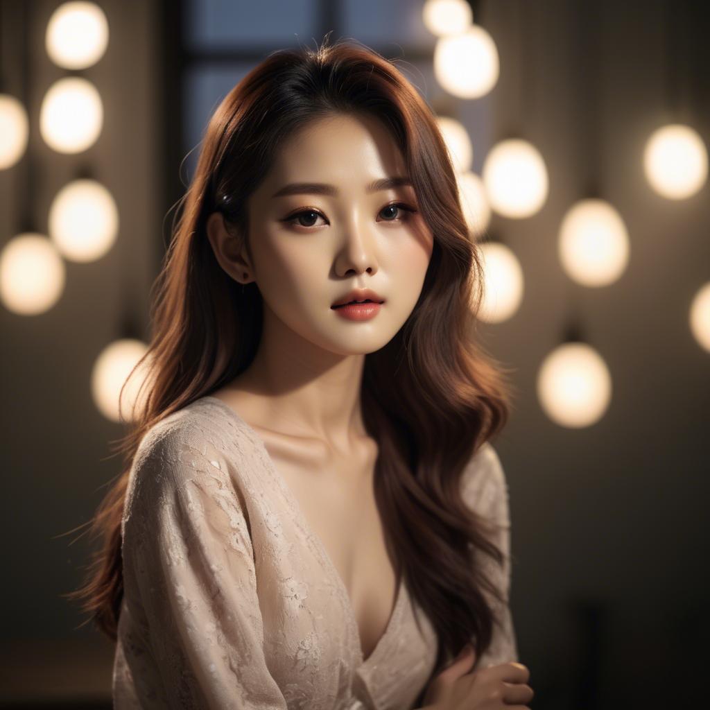 A stunning image of korean model in romantic lighting.