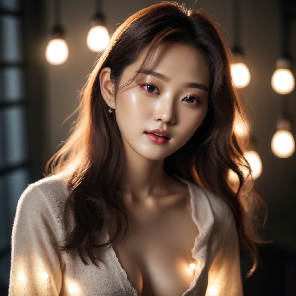 A stunning image of korean model in romantic lighting.