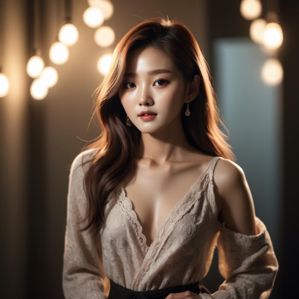 A stunning image of korean model in romantic lighting.
