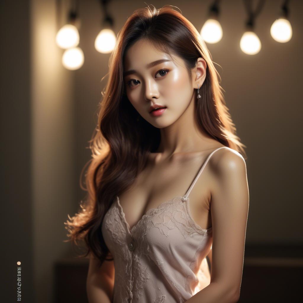 A stunning image of korean model in romantic lighting.