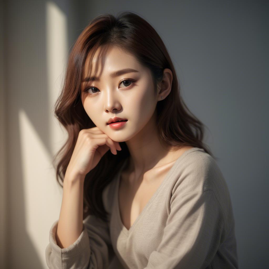 A stunning image of korean model in soft lighting.
