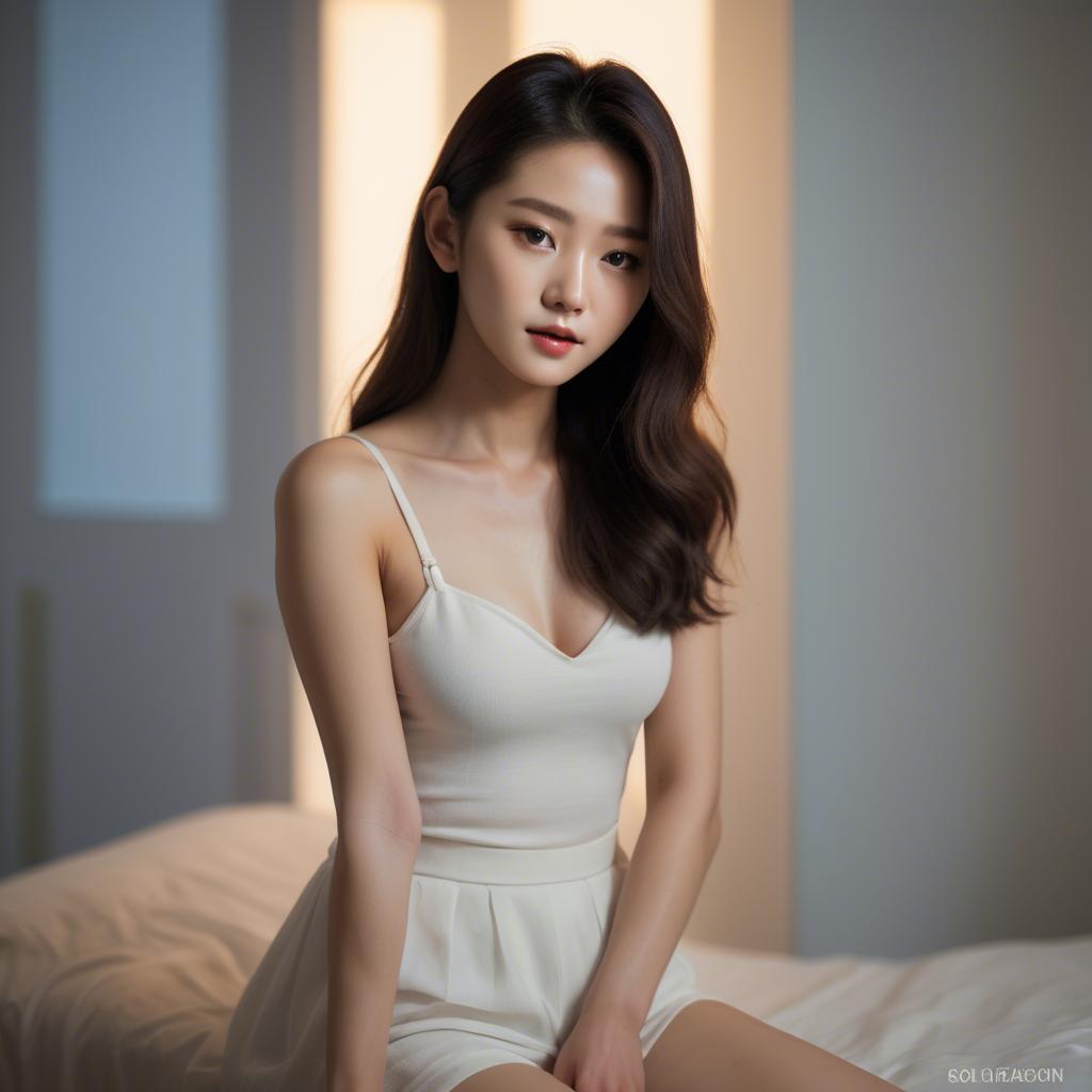 A stunning image of korean model in soft lighting.