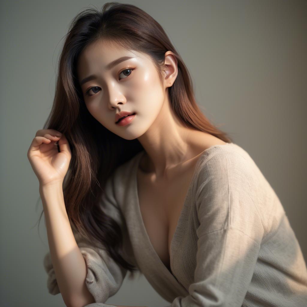 A stunning image of korean model in soft lighting.