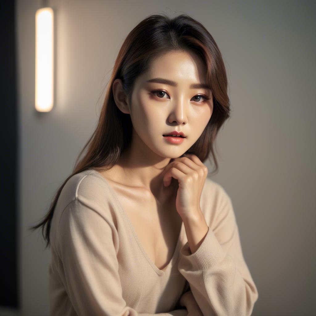 A stunning image of korean model in soft lighting.
