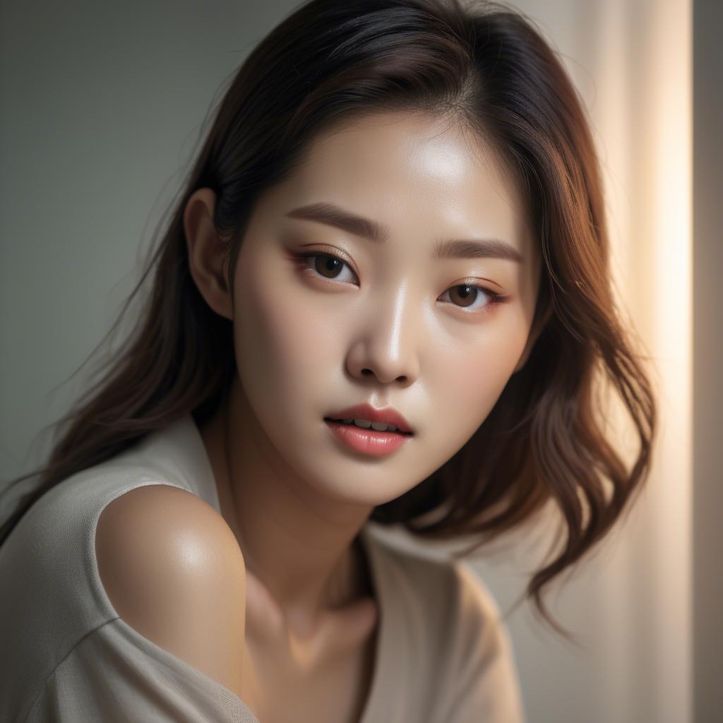 A stunning image of korean model in soft lighting.