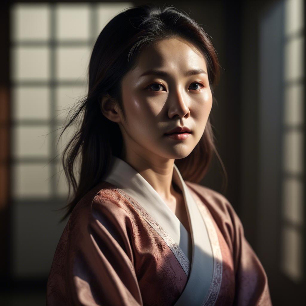 A stunning image of korean woman in dramatic lighting settings.