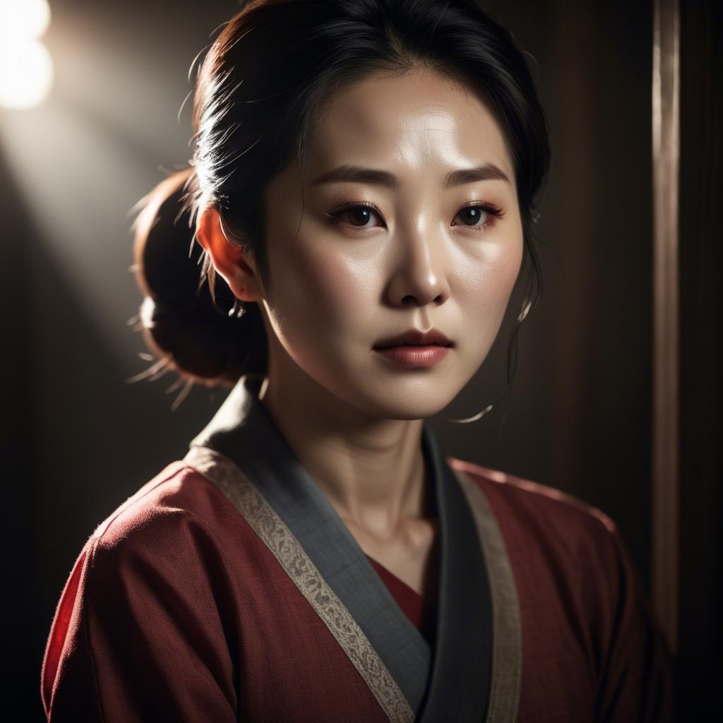 A stunning image of korean woman in dramatic lighting settings.