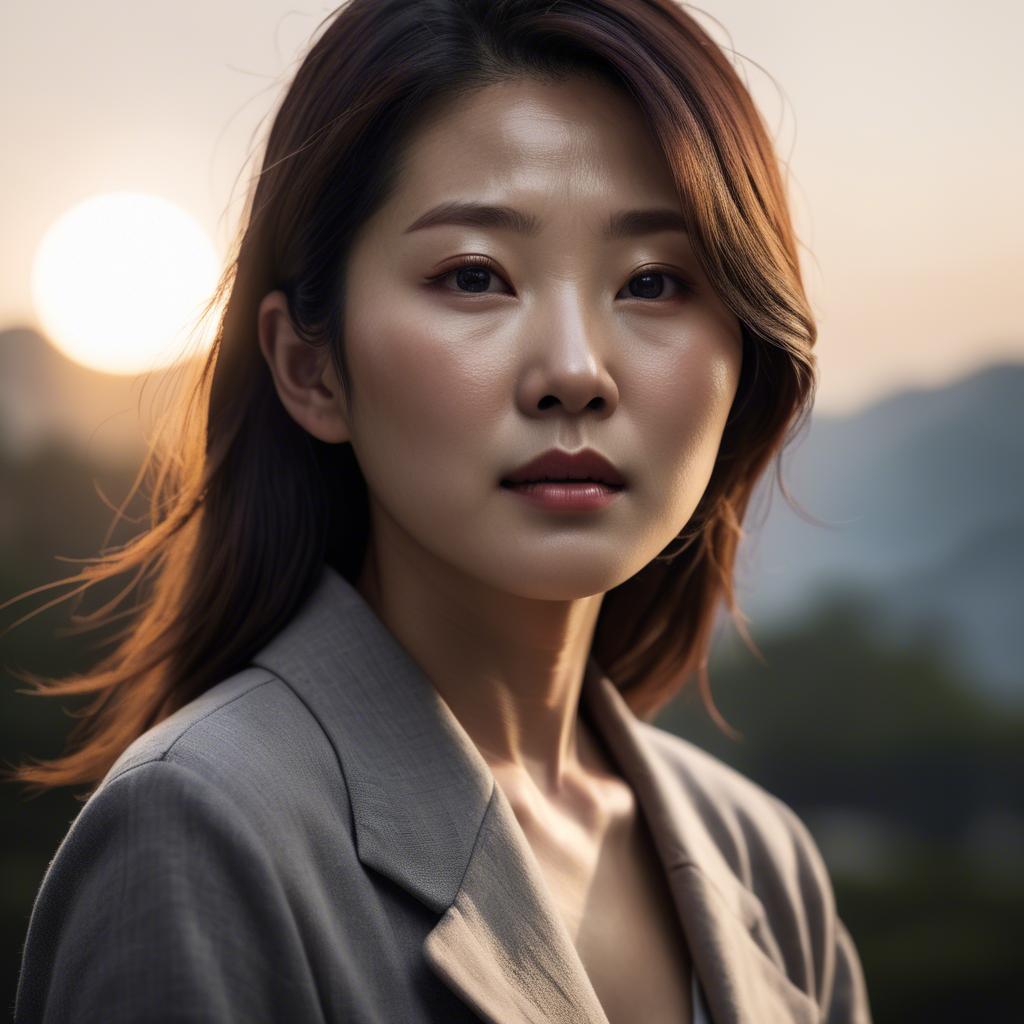 A stunning image of korean woman in dramatic lighting settings.