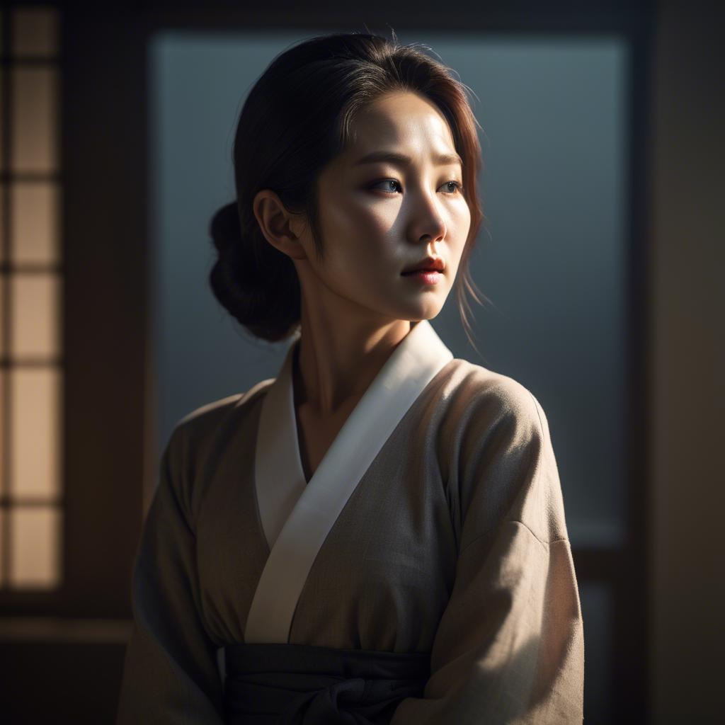 A stunning image of korean woman in dramatic lighting settings.