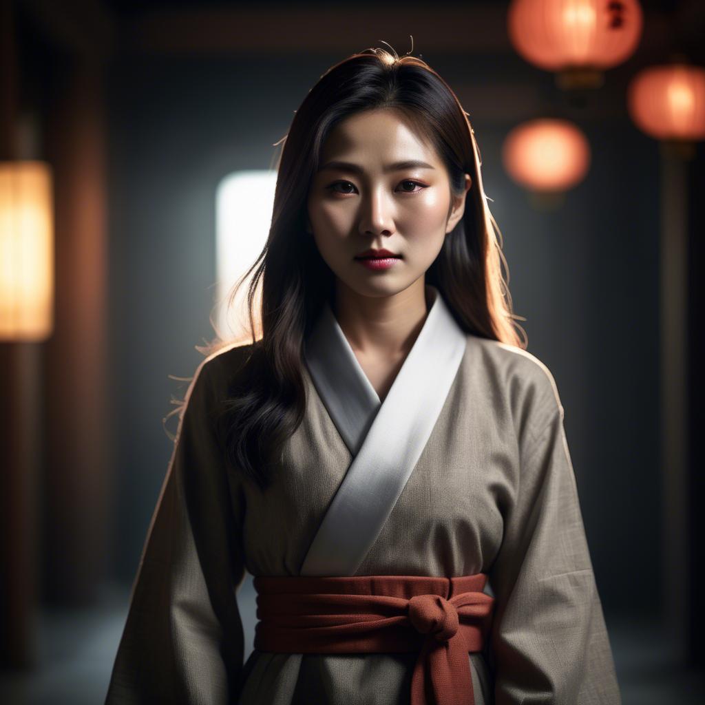 A stunning image of korean woman in dramatic lighting settings.