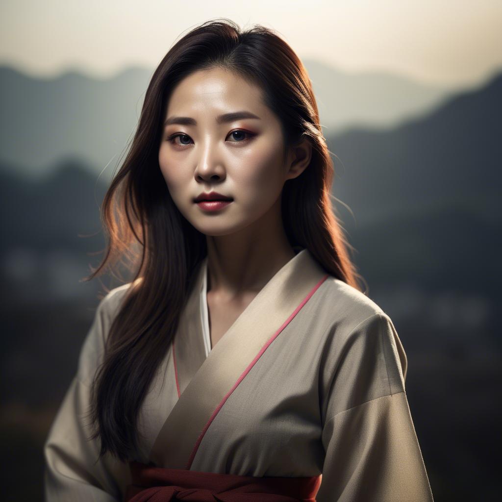 A stunning image of korean woman in dramatic lighting settings.