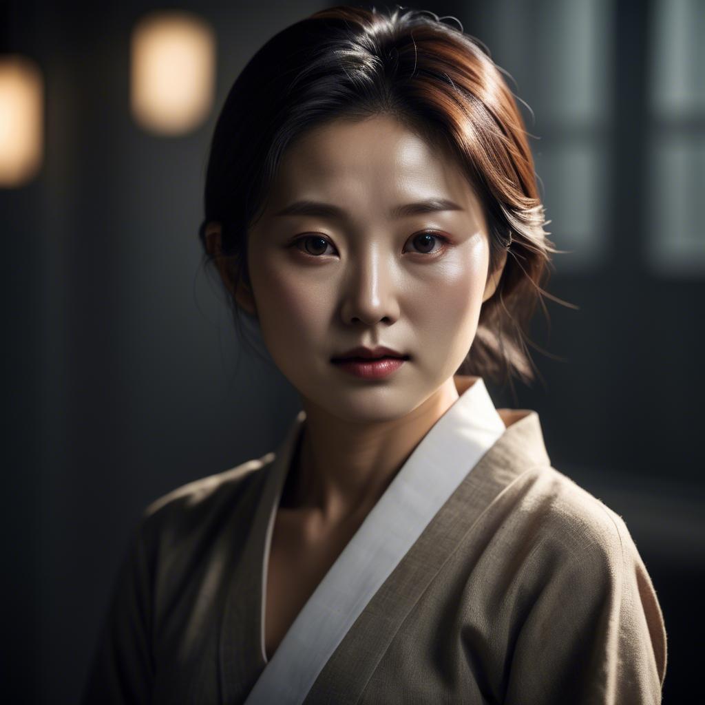 A stunning image of korean woman in dramatic lighting settings.