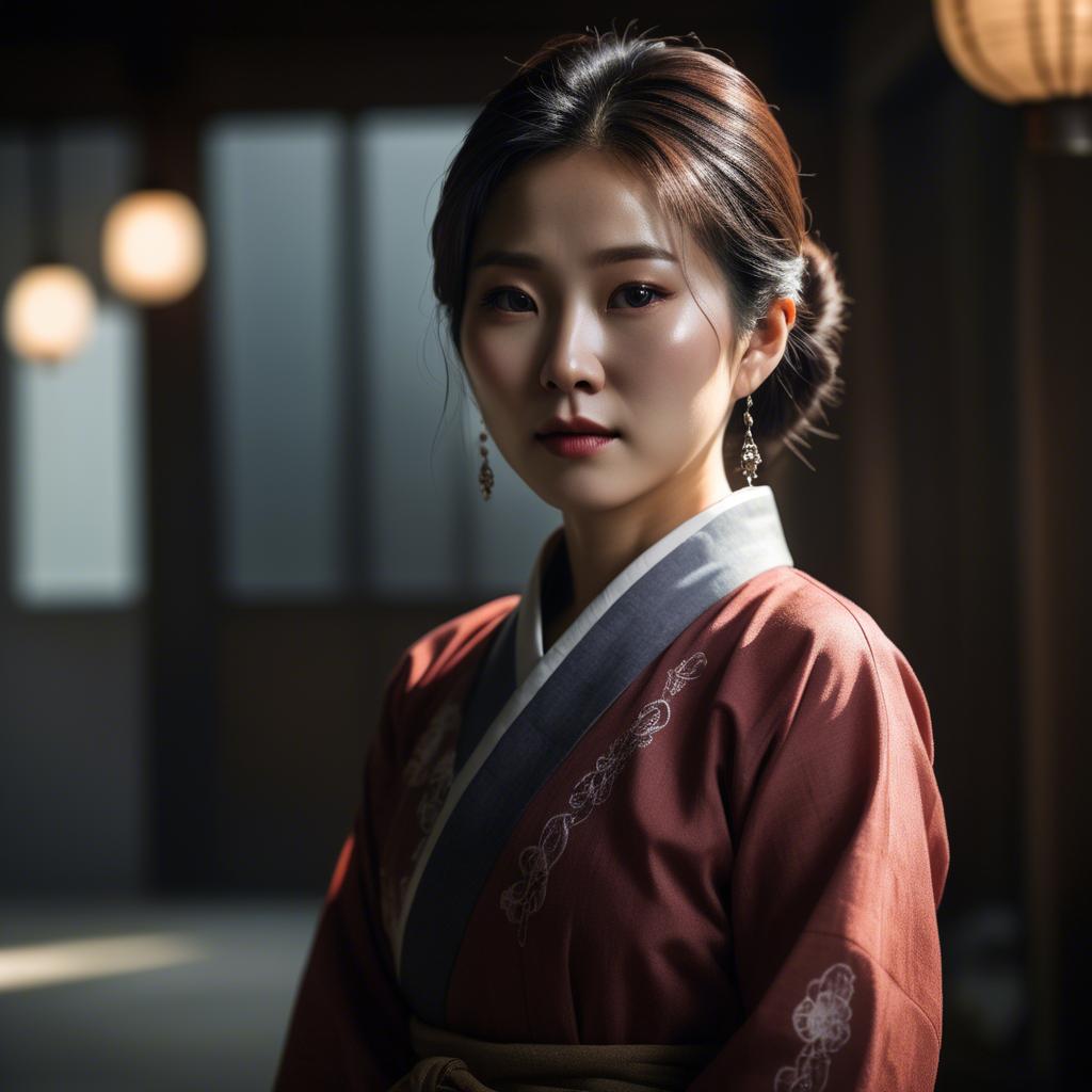 A stunning image of korean woman in dramatic lighting settings.