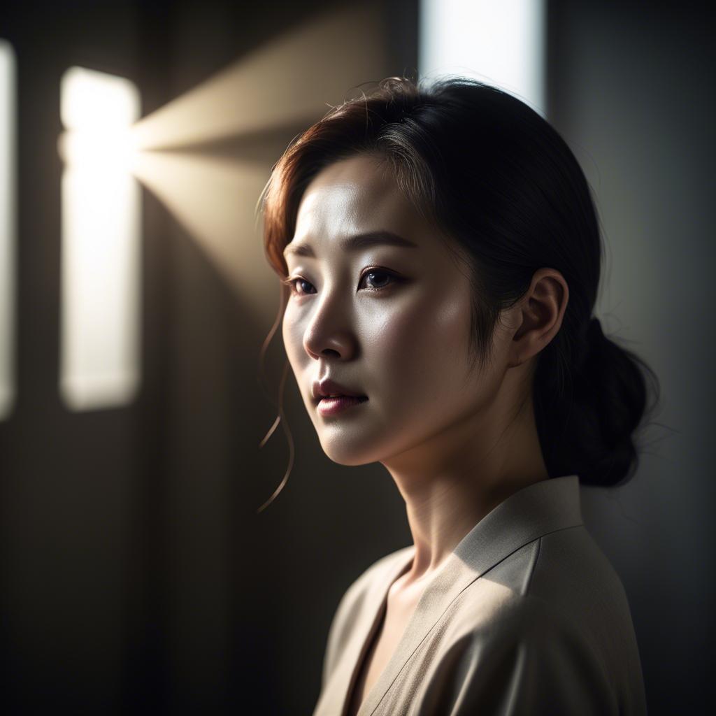 A stunning image of korean woman in dramatic lighting settings.