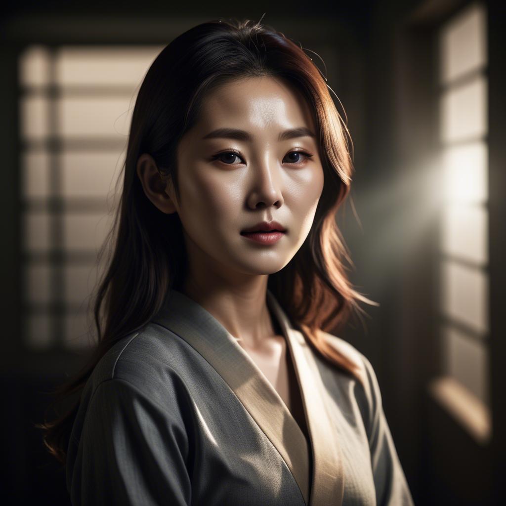 A stunning image of korean woman in dramatic lighting settings.