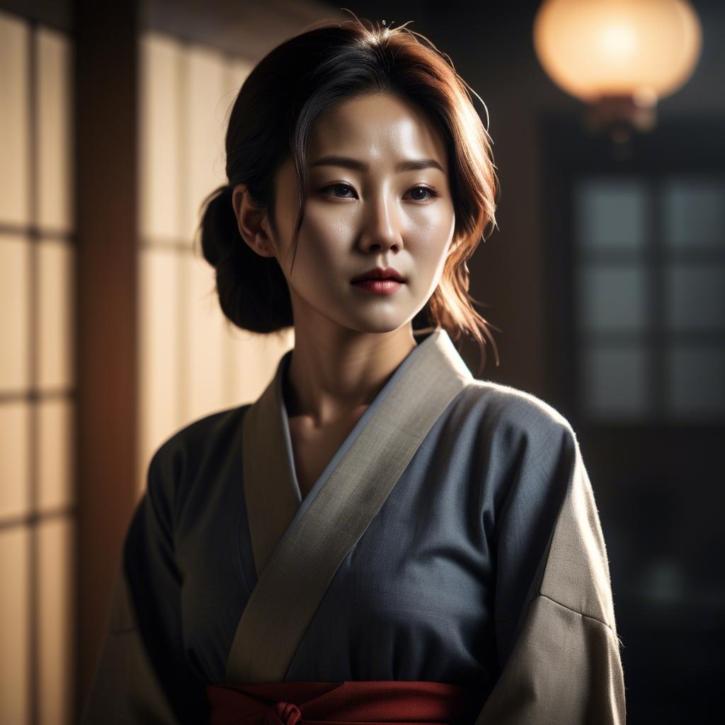 A stunning image of korean woman in dramatic lighting settings.