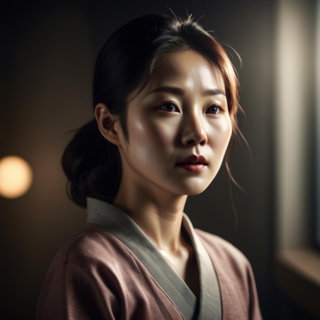 A stunning image of korean woman in dramatic lighting settings.