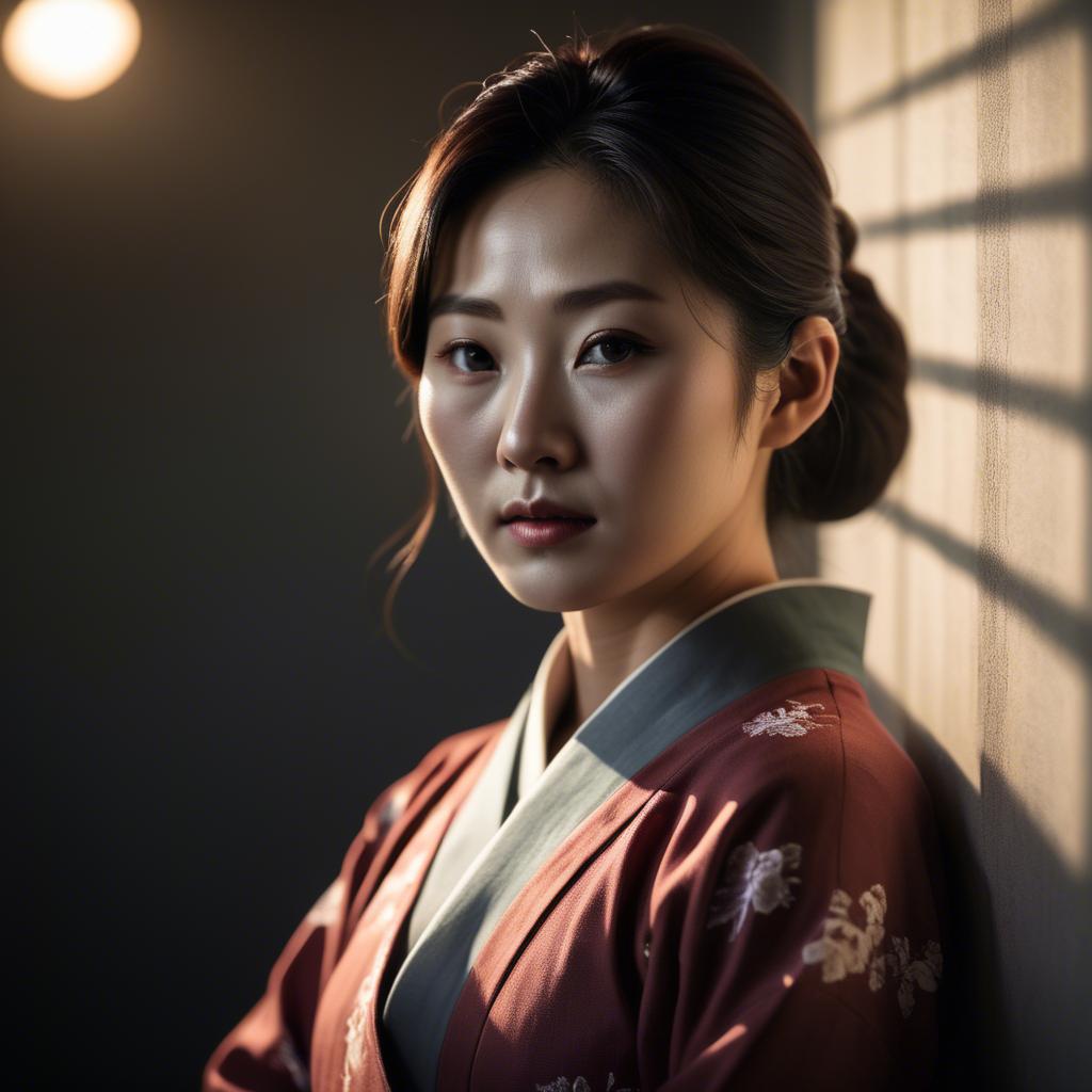 A stunning image of korean woman in dramatic lighting settings.
