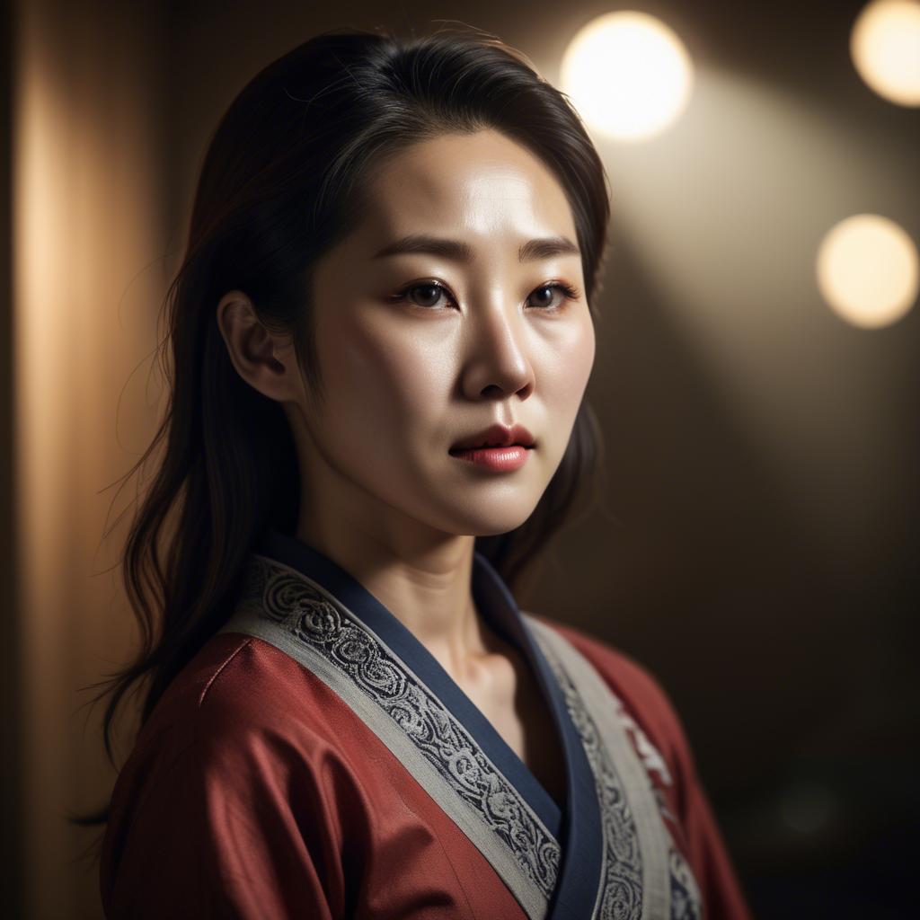 A stunning image of korean woman in dramatic lighting settings.