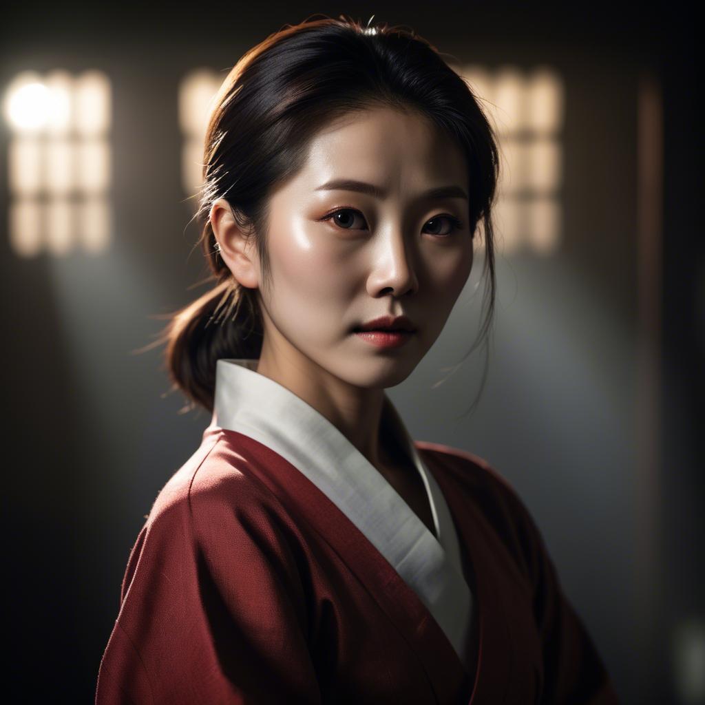 A stunning image of korean woman in dramatic lighting settings.