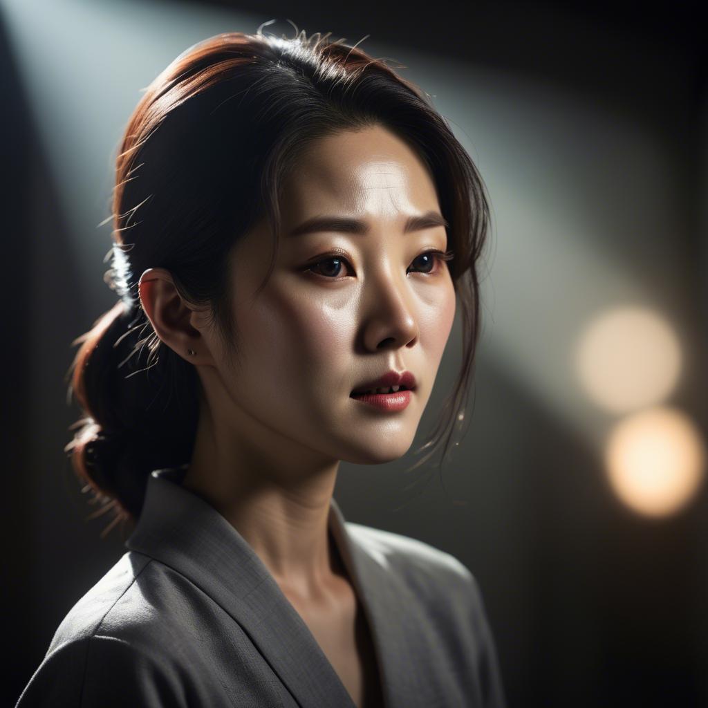 A stunning image of korean woman in dramatic lighting settings.