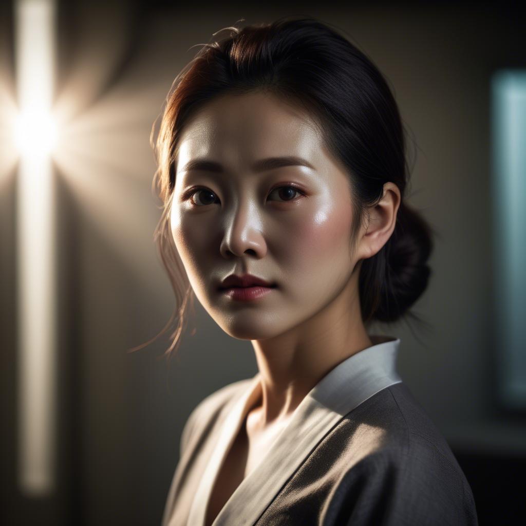 A stunning image of korean woman in dramatic lighting settings.