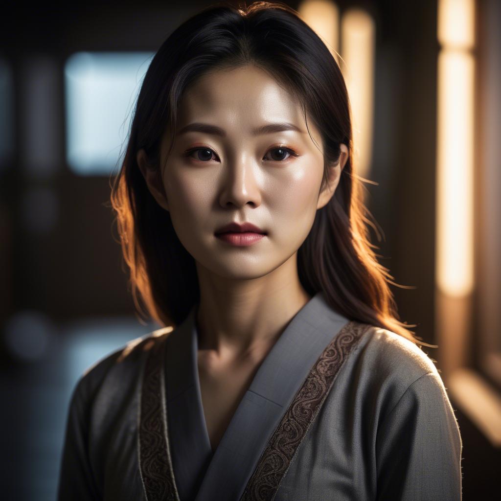 A stunning image of korean woman in dramatic lighting settings.