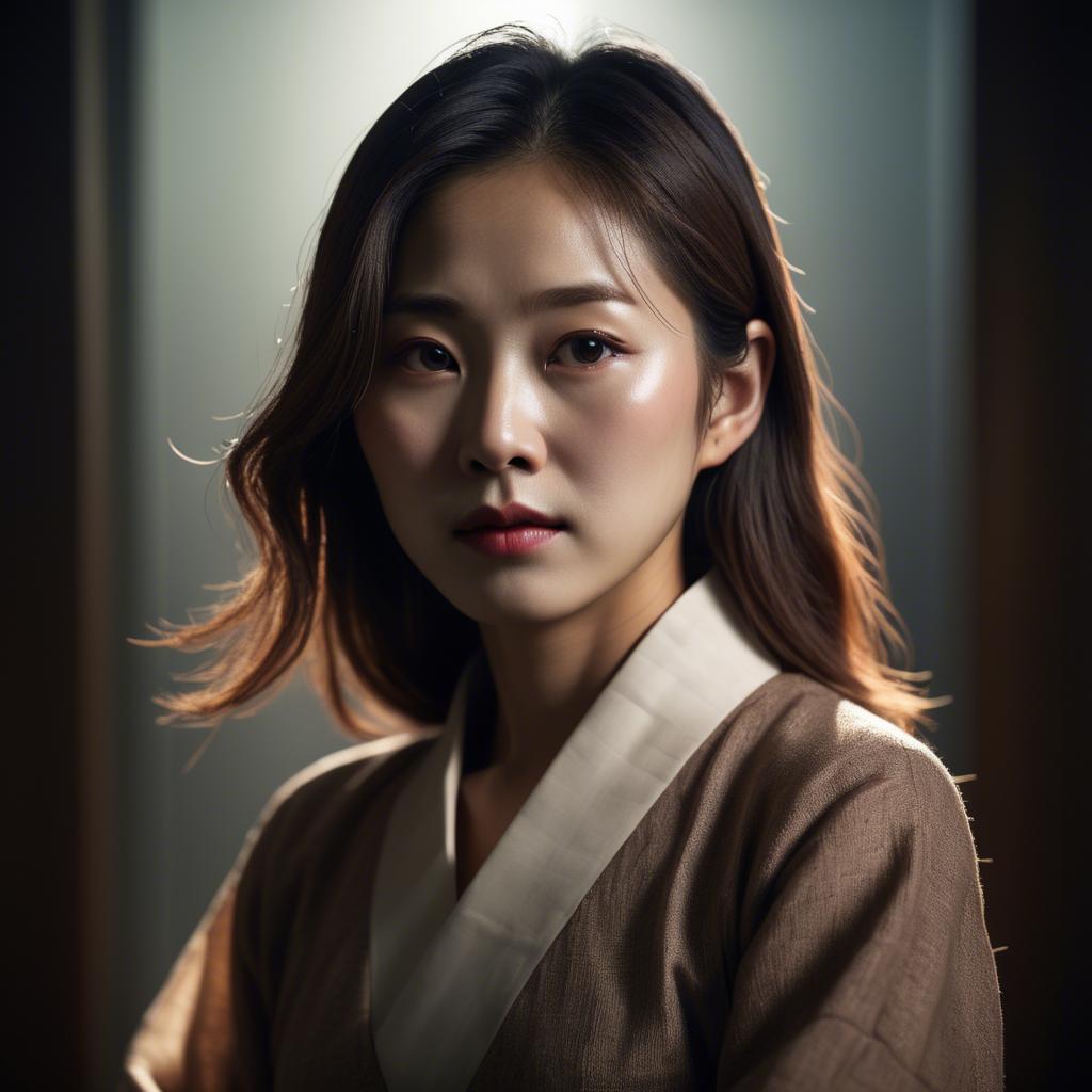 A stunning image of korean woman in dramatic lighting settings.