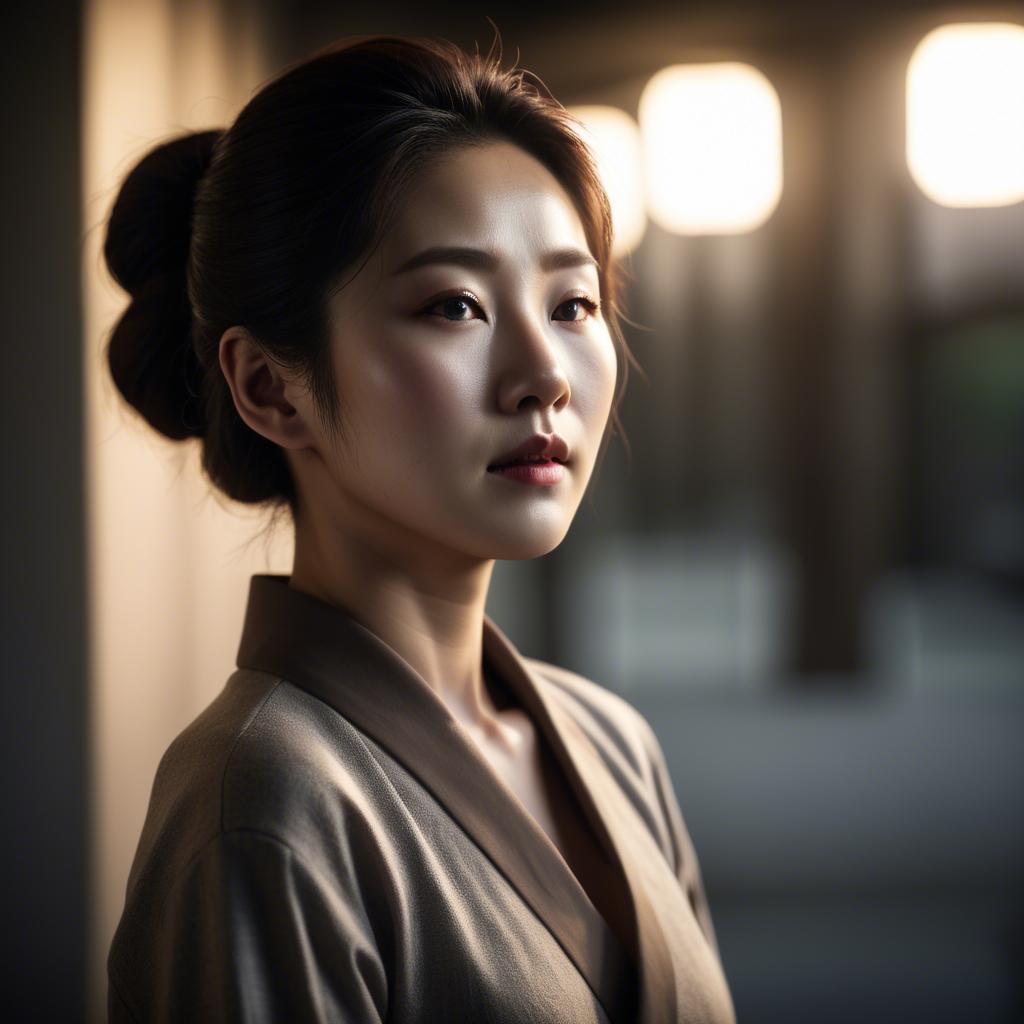 A stunning image of korean woman in dramatic lighting settings.