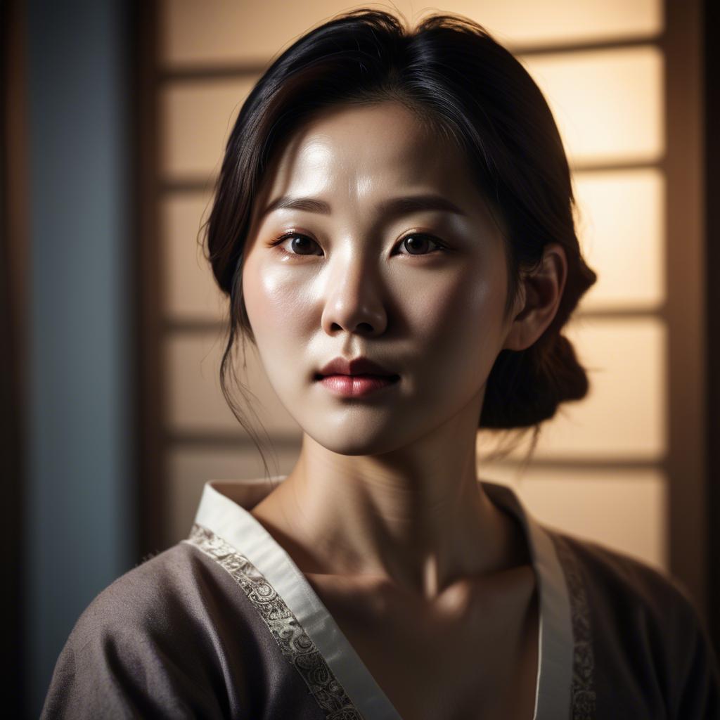 A stunning image of korean woman in dramatic lighting settings.