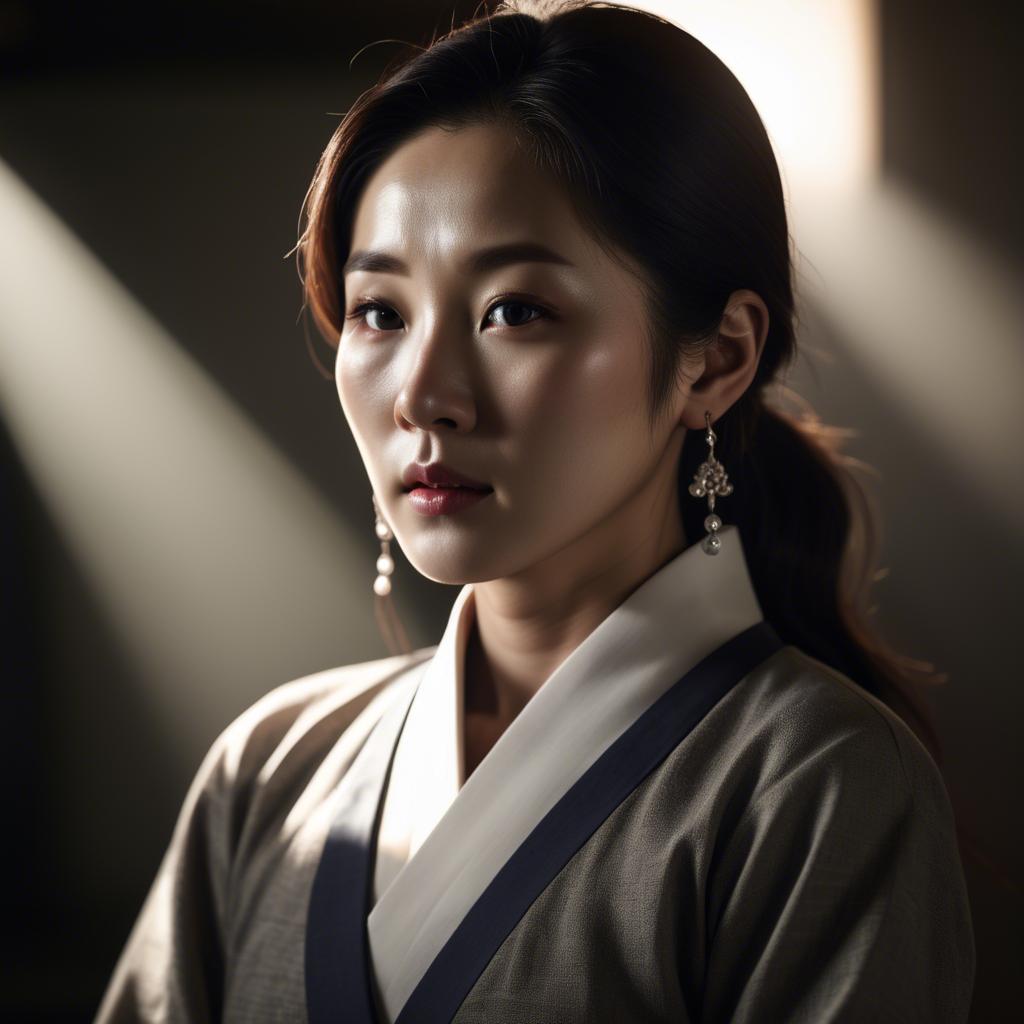 A stunning image of korean woman in dramatic lighting settings.