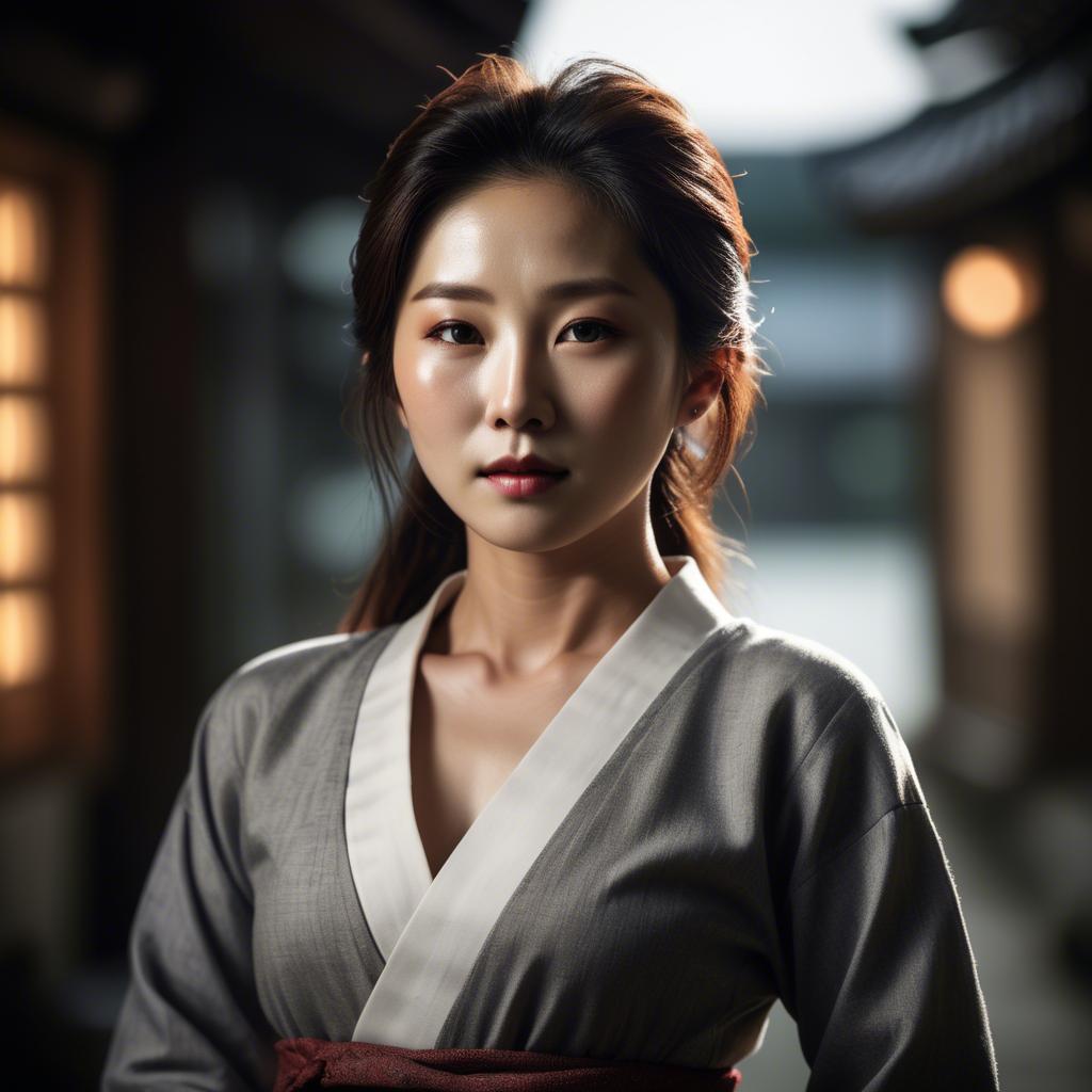 A stunning image of korean woman in dramatic lighting settings.