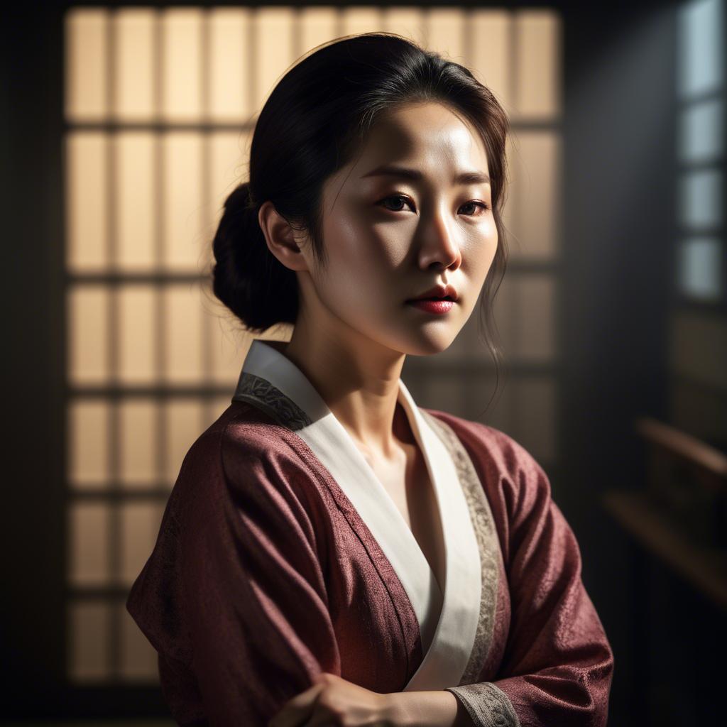 A stunning image of korean woman in dramatic lighting settings.