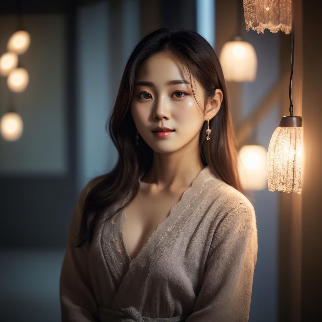 A stunning image of korean woman in romantic lighting.