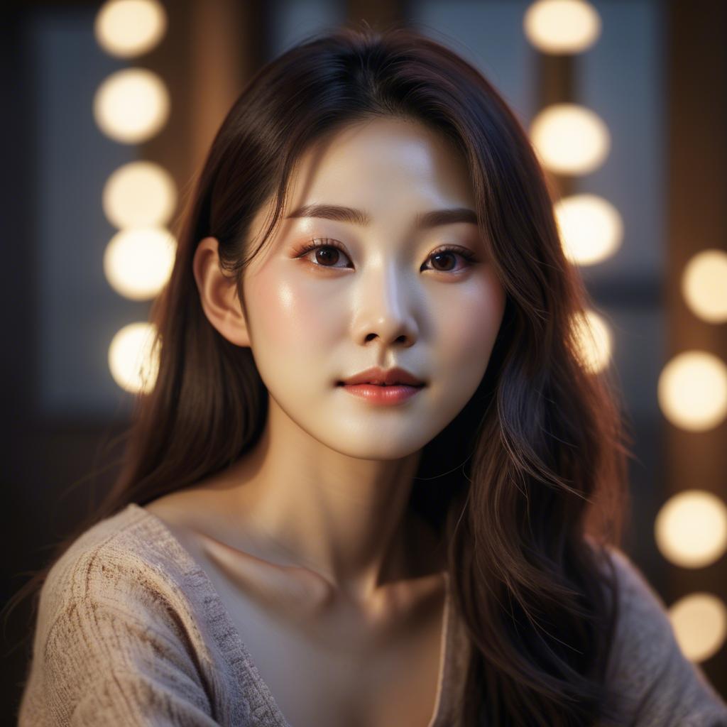 A stunning image of korean woman in romantic lighting.