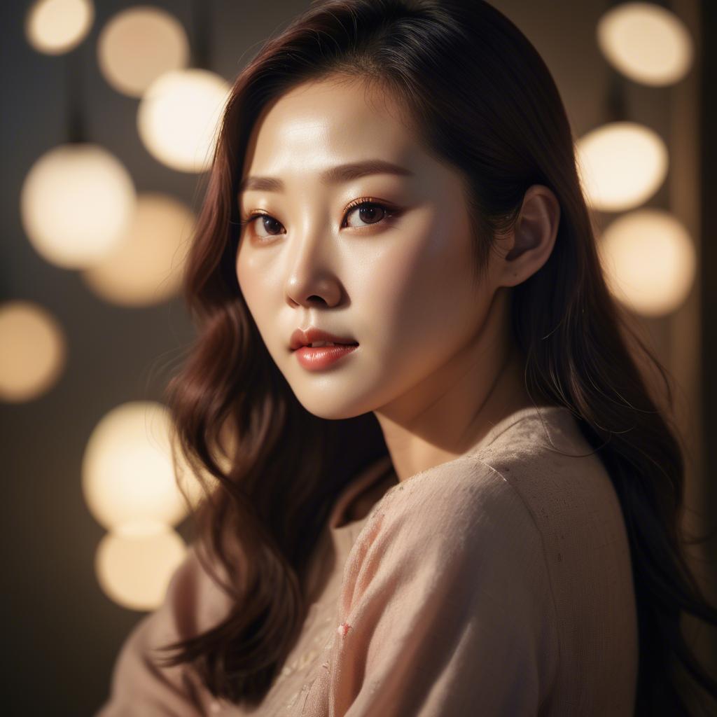 A stunning image of korean woman in romantic lighting.