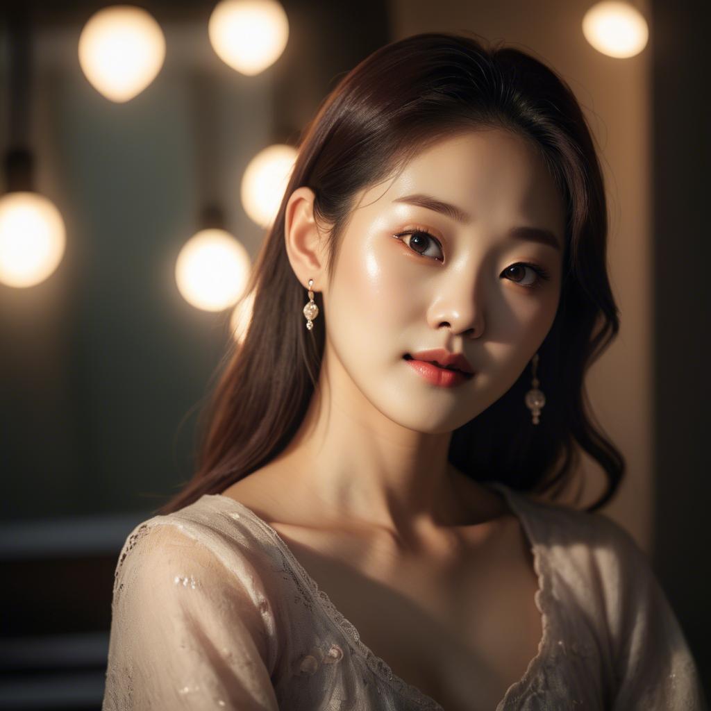 A stunning image of korean woman in romantic lighting.