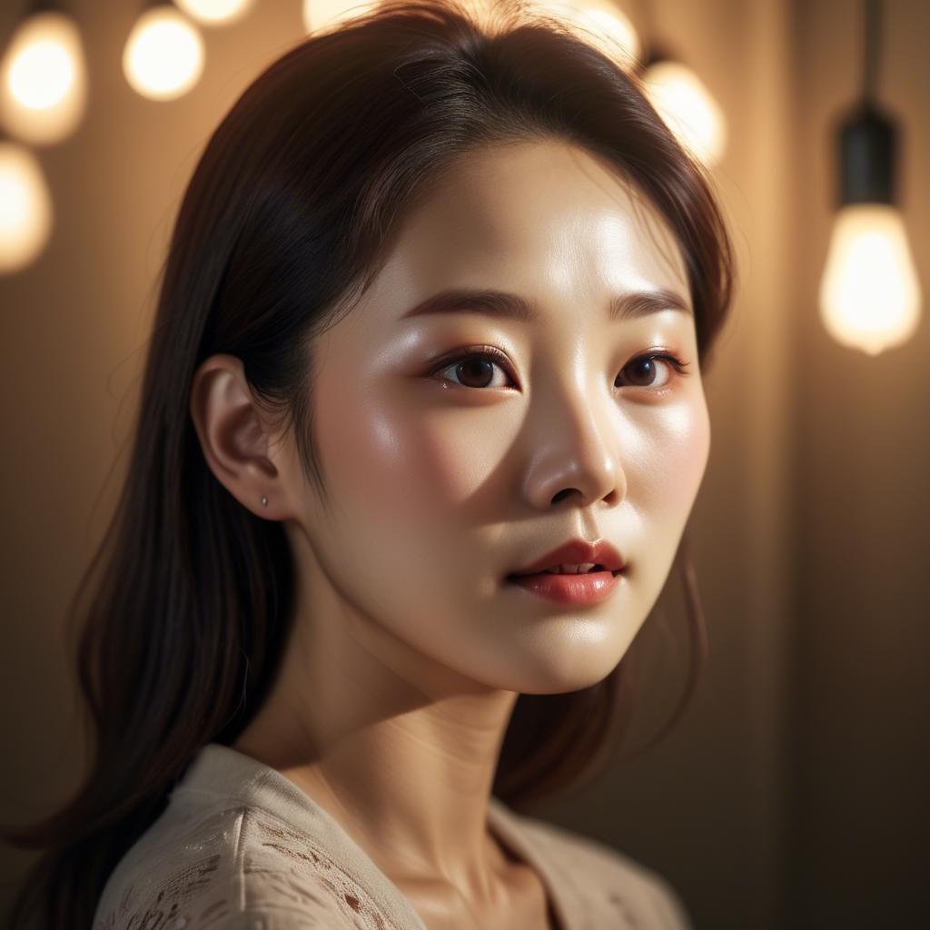 A stunning image of korean woman in romantic lighting.