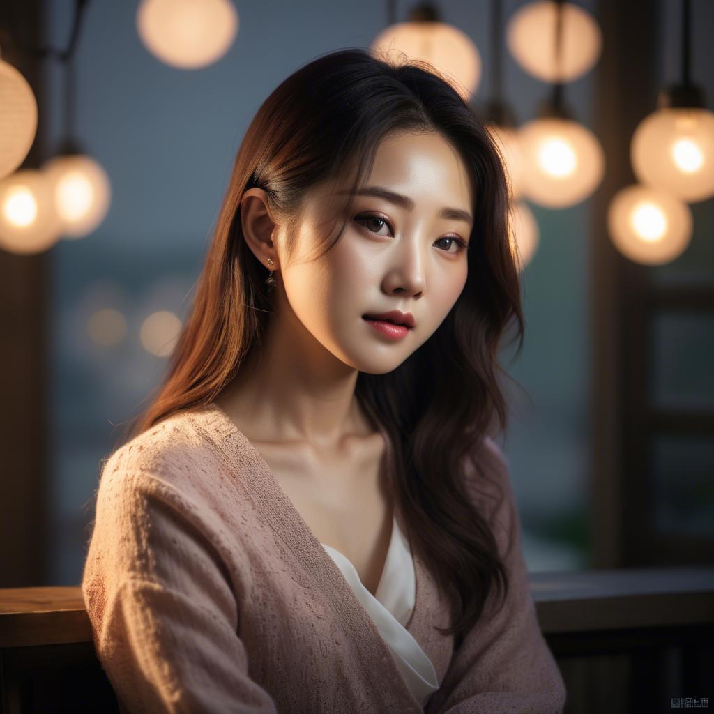 A stunning image of korean woman in romantic lighting.