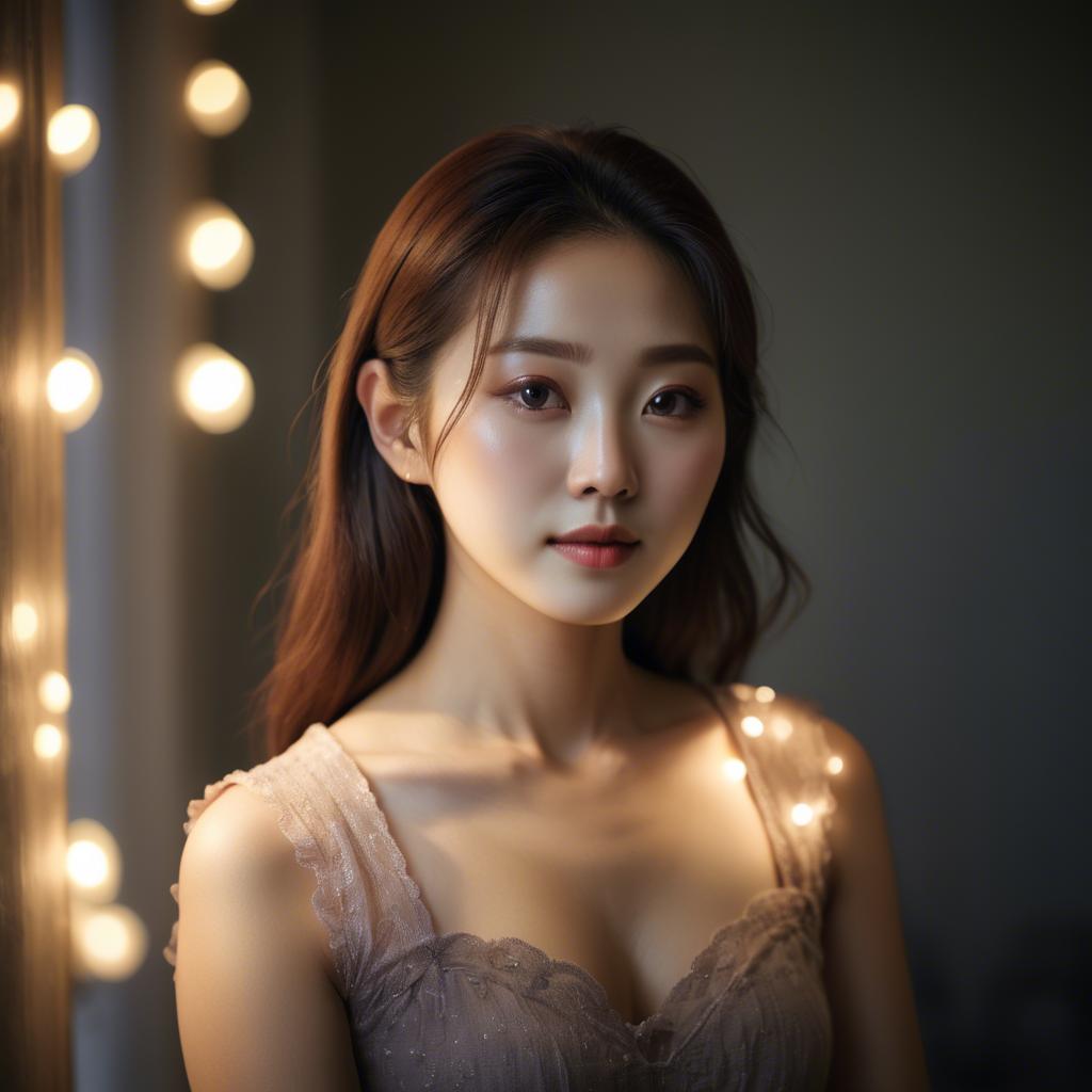 A stunning image of korean woman in romantic lighting.