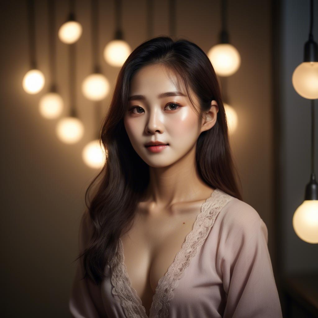 A stunning image of korean woman in romantic lighting.