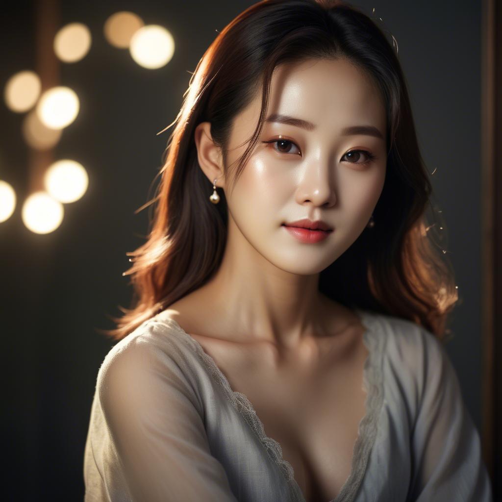 A stunning image of korean woman in romantic lighting.