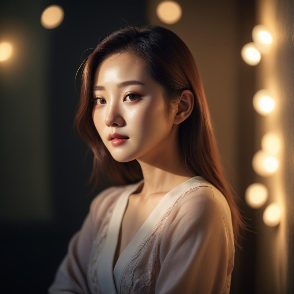 A stunning image of korean woman in romantic lighting.
