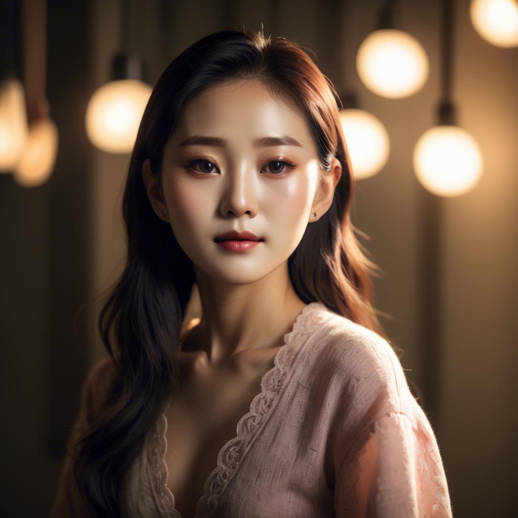 A stunning image of korean woman in romantic lighting.