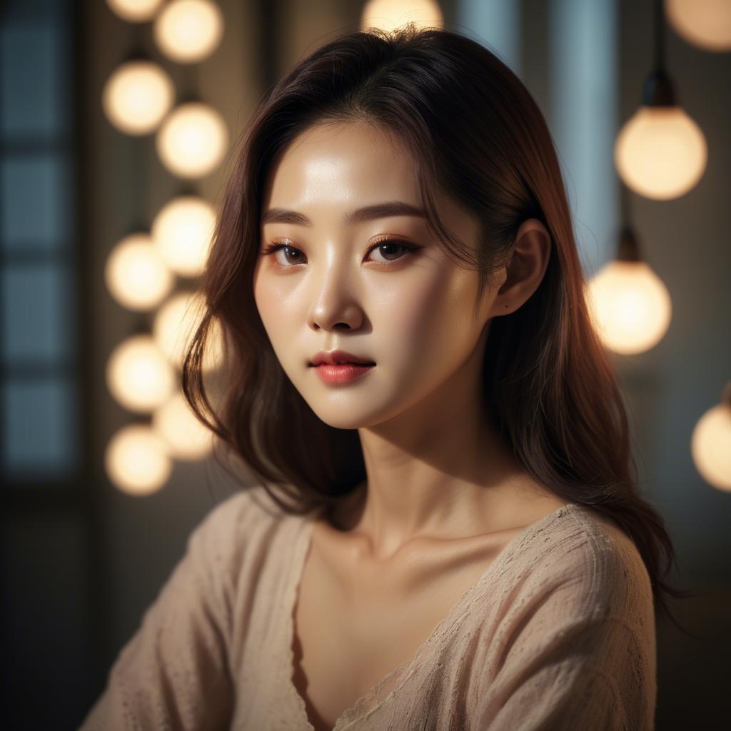 A stunning image of korean woman in romantic lighting.
