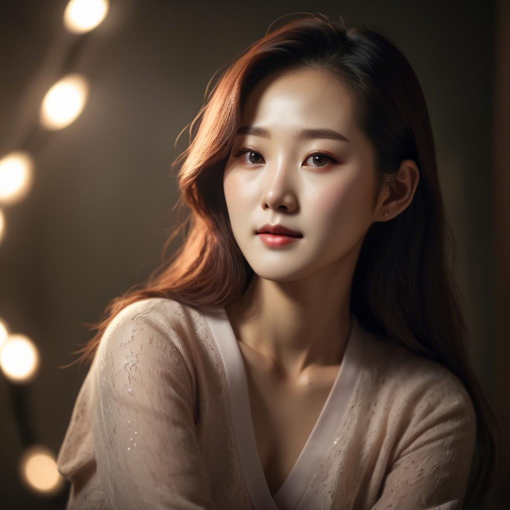 A stunning image of korean woman in romantic lighting.
