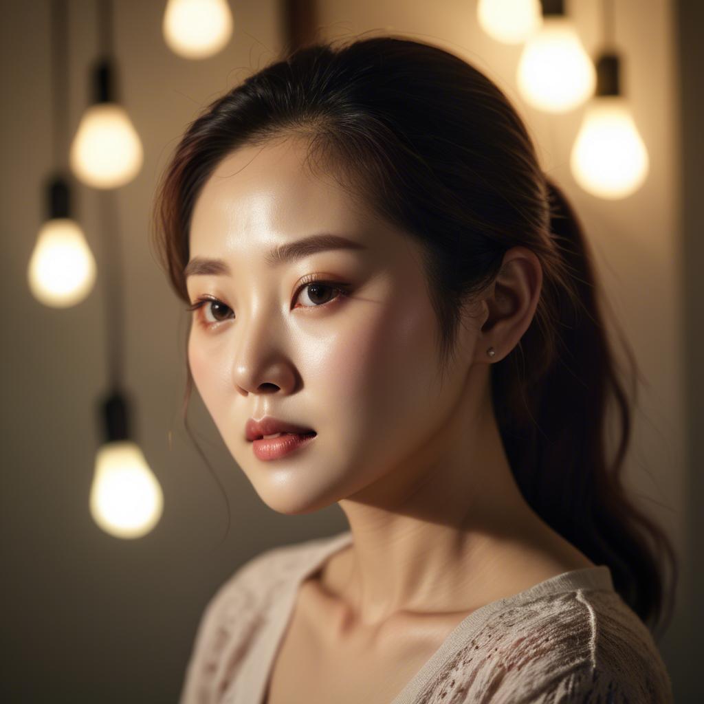 A stunning image of korean woman in romantic lighting.