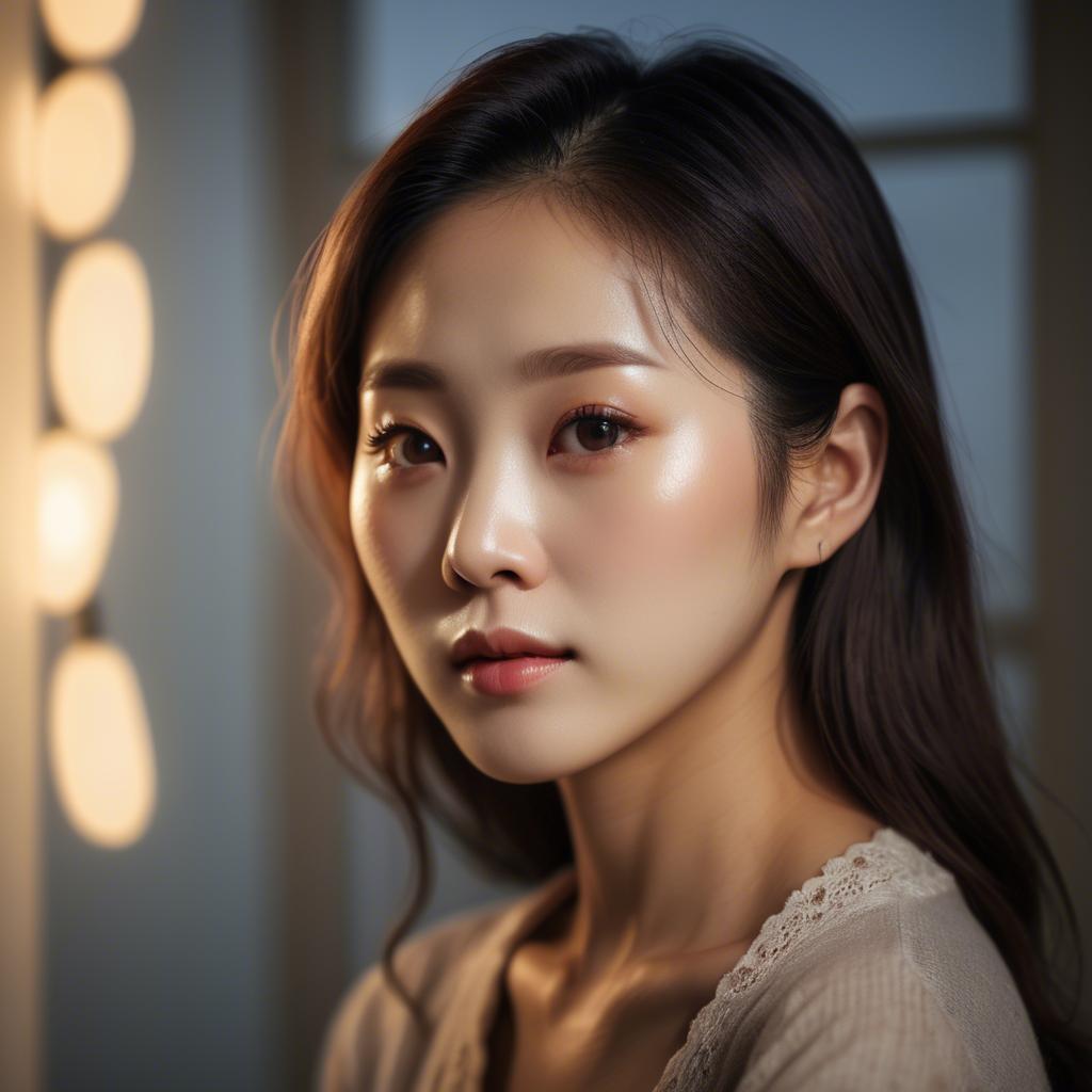 A stunning image of korean woman in romantic lighting.