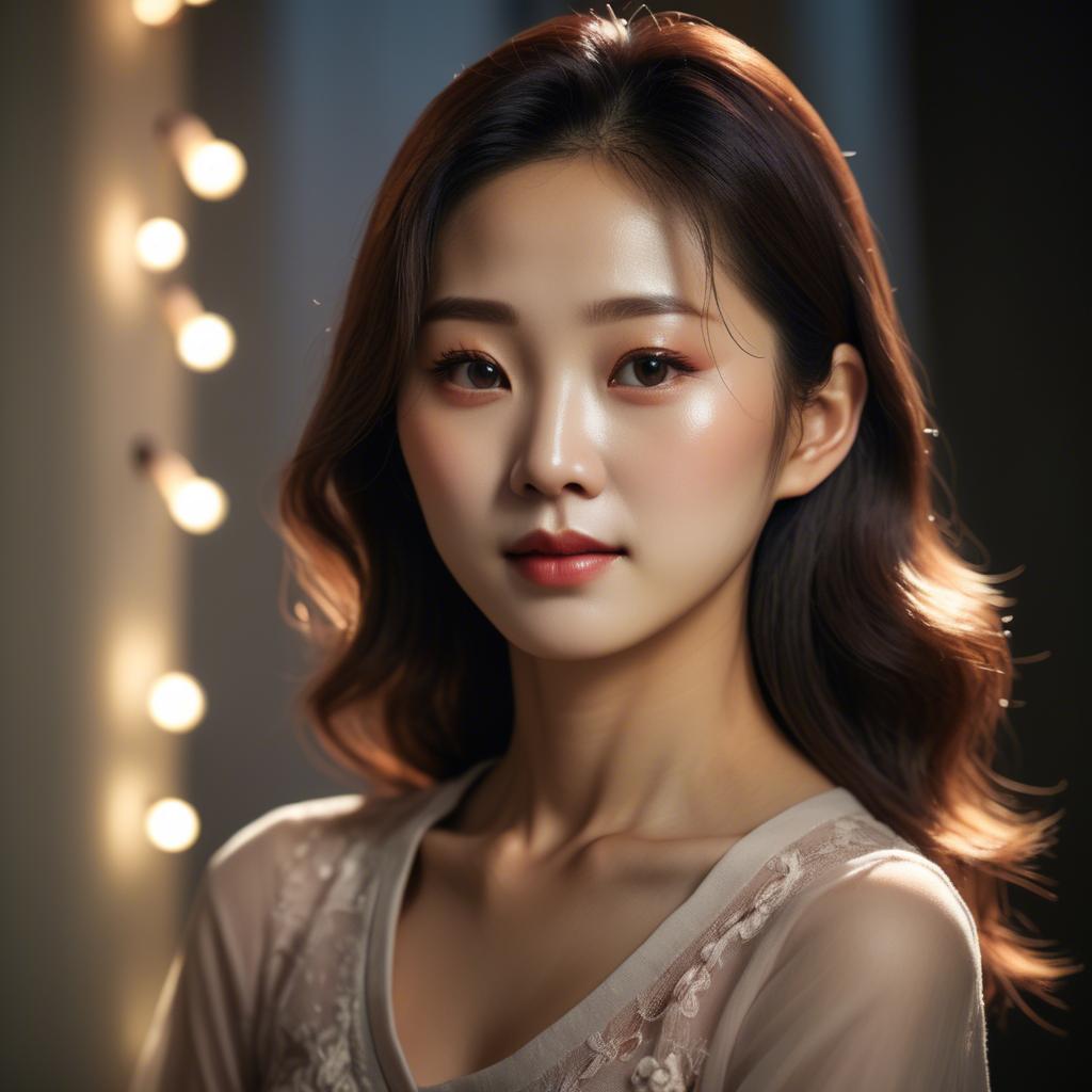 A stunning image of korean woman in romantic lighting.