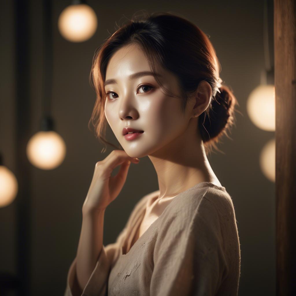 A stunning image of korean woman in romantic lighting.